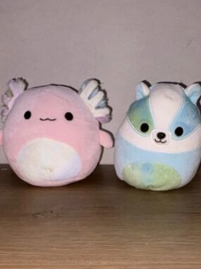 Squishmallows Pastel Axolotl and Puppy Plush Duo - Pink & Blue